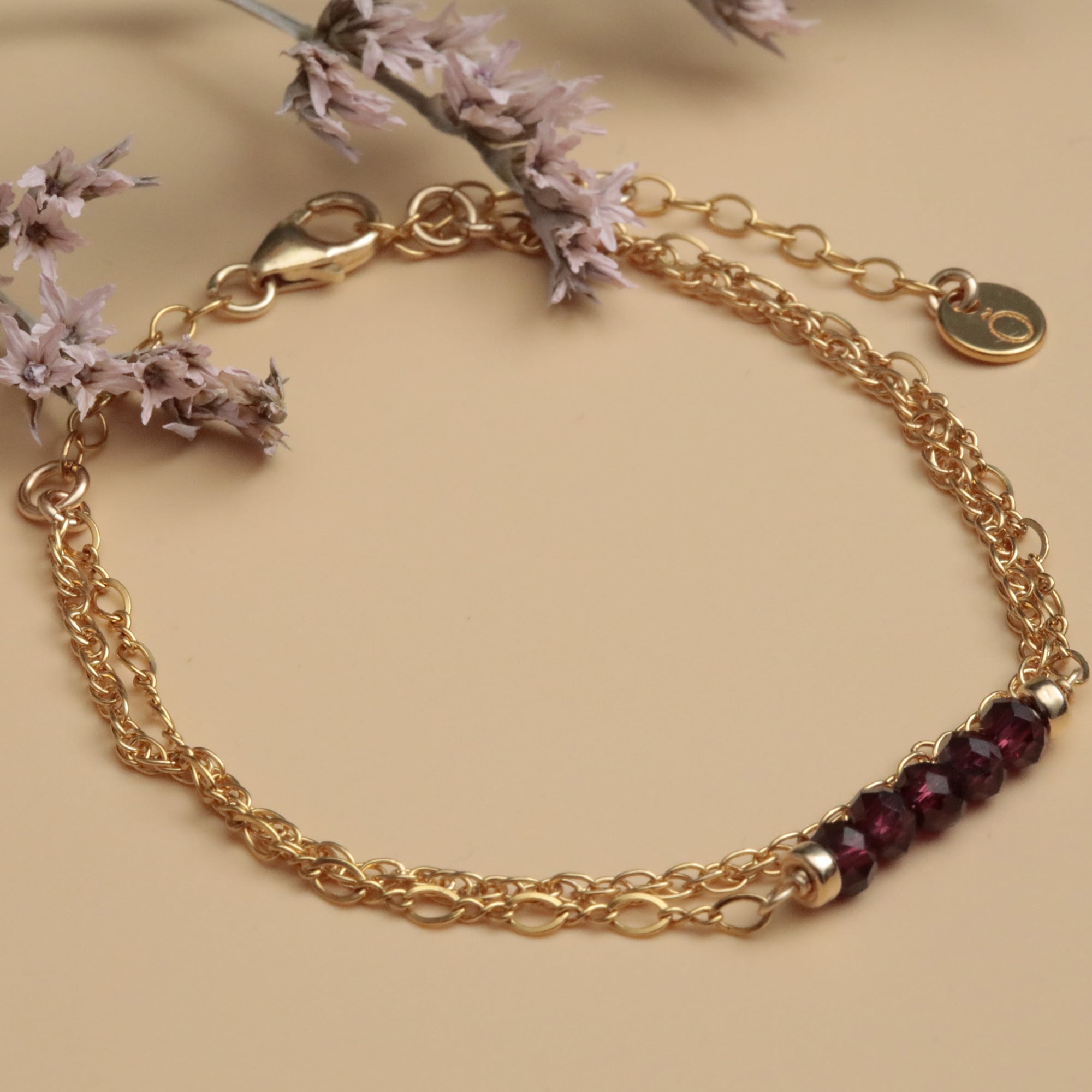 Double Céleste bracelet in wine-colored garnet - Odense